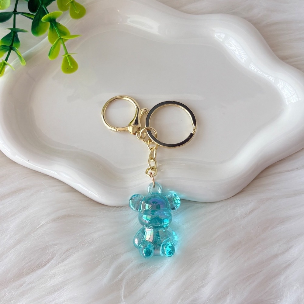 Clear Iridescent Teddy Bear Keychain/Bag Charm